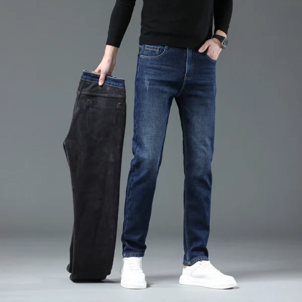 New Winter Men Fleece Warm Jeans Classic Style Business Casual Thicken Velvet Slim Denim Pants Brand Trousers Male Size 28-42 - Image 4