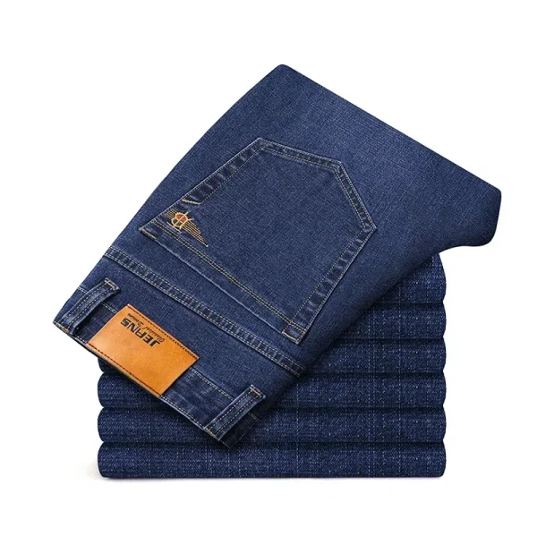 Plus Size 42 44 46 Spring Autumn Men's Fashion Casual Jeans Black Blue Classic Business Straight Elasticity Brand Denim Trousers - Image 2