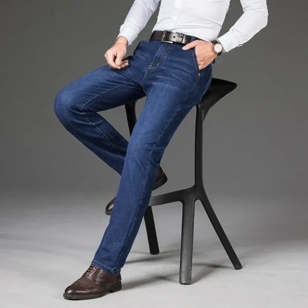 Plus Size 42 44 46 Spring Autumn Men's Fashion Casual Jeans Black Blue Classic Business Straight Elasticity Brand Denim Trousers - Image 5