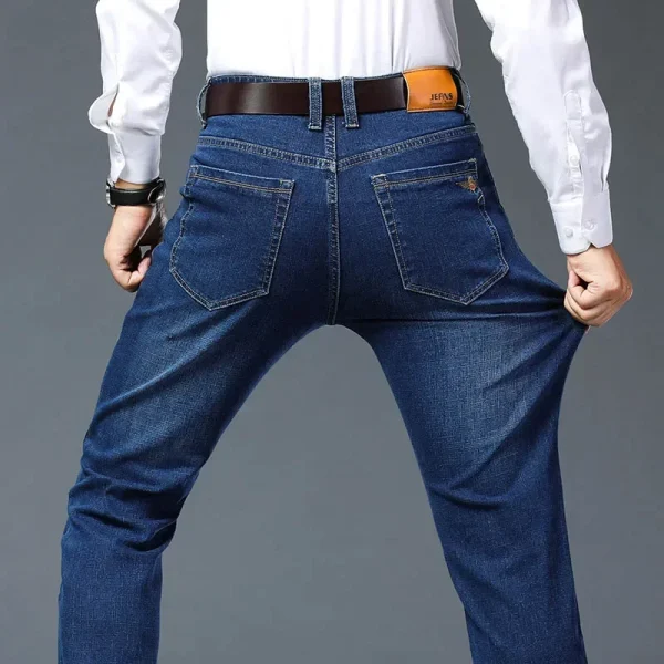 Plus Size 42 44 46 Spring Autumn Men's Fashion Casual Jeans Black Blue Classic Business Straight Elasticity Brand Denim Trousers