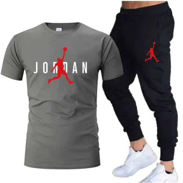 2025Hot-selling Summer T-shirt Pants Set Casual Fitness Jogger Pants T Shirt Hip Hop Fashion Men's Tracksuits - Men's Sets - - Image 2
