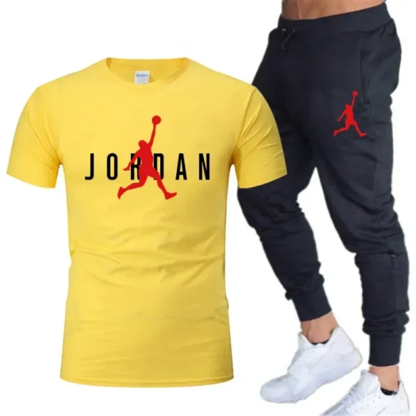 2025Hot-selling Summer T-shirt Pants Set Casual Fitness Jogger Pants T Shirt Hip Hop Fashion Men's Tracksuits - Men's Sets - - Image 4