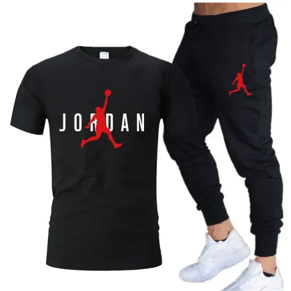 2025Hot-selling Summer T-shirt Pants Set Casual Fitness Jogger Pants T Shirt Hip Hop Fashion Men's Tracksuits - Men's Sets -