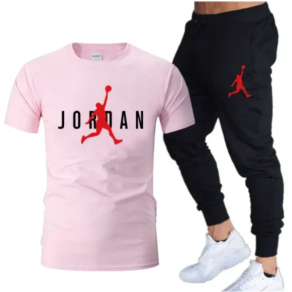 2025Hot-selling Summer T-shirt Pants Set Casual Fitness Jogger Pants T Shirt Hip Hop Fashion Men's Tracksuits - Men's Sets - - Image 3