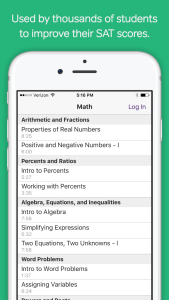 SAT Prep App, Math exam section