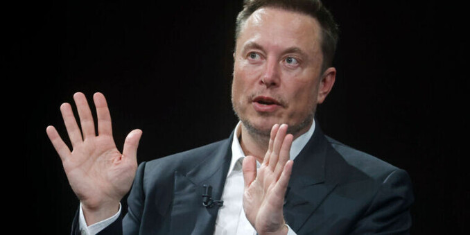 Musky Musk holding his hands up showing his mommy...er...CEO that he didn't do anything wrong when Mark challenged him to a fight.