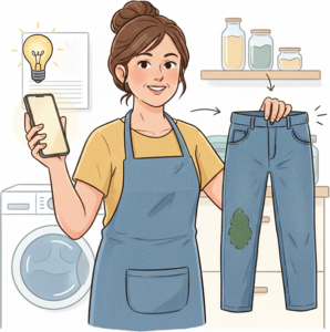 Woman using AI to solve housekeeping problems