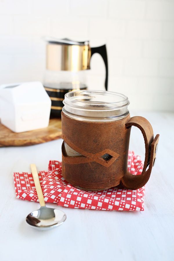 How to make a Mason jar coffee cup / mug leatherworking craftsy