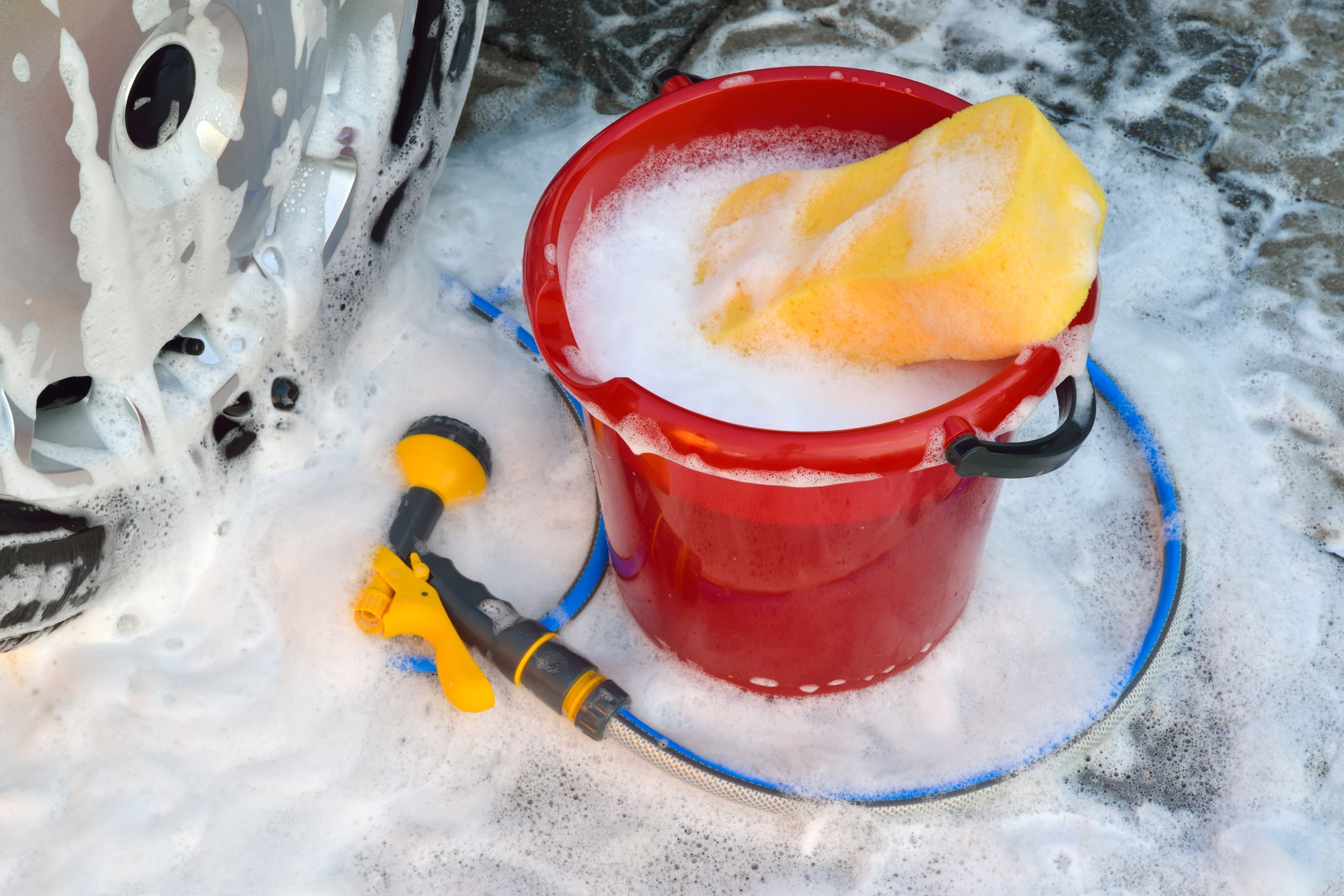 bucket of soapy water rv cleaning