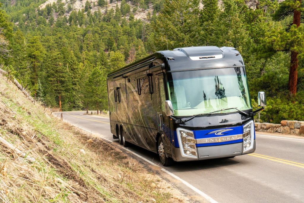 Thor Aria Motorhome on a Mountain Road