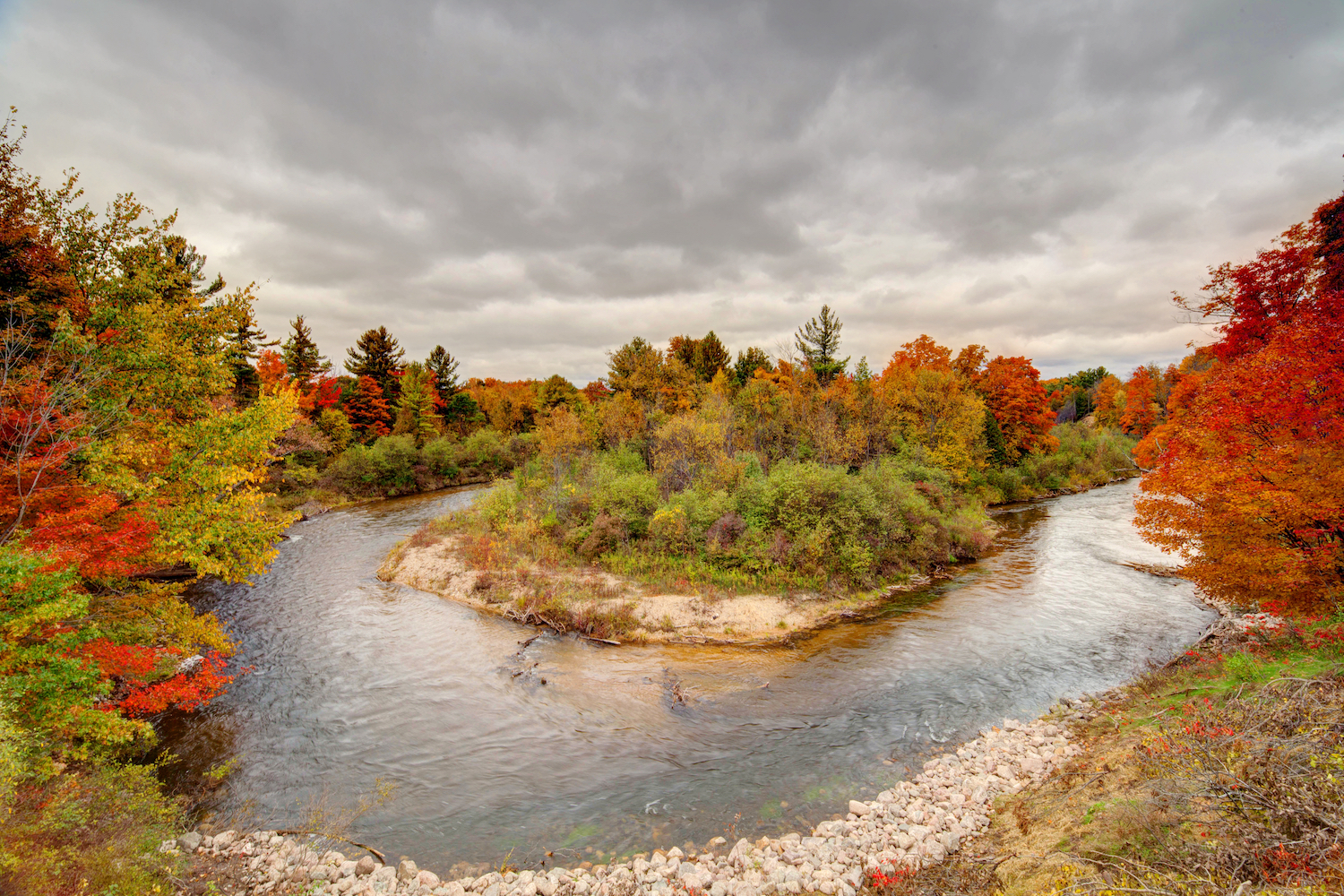 Fall colors in Traverse City Michigan along the Boardman River