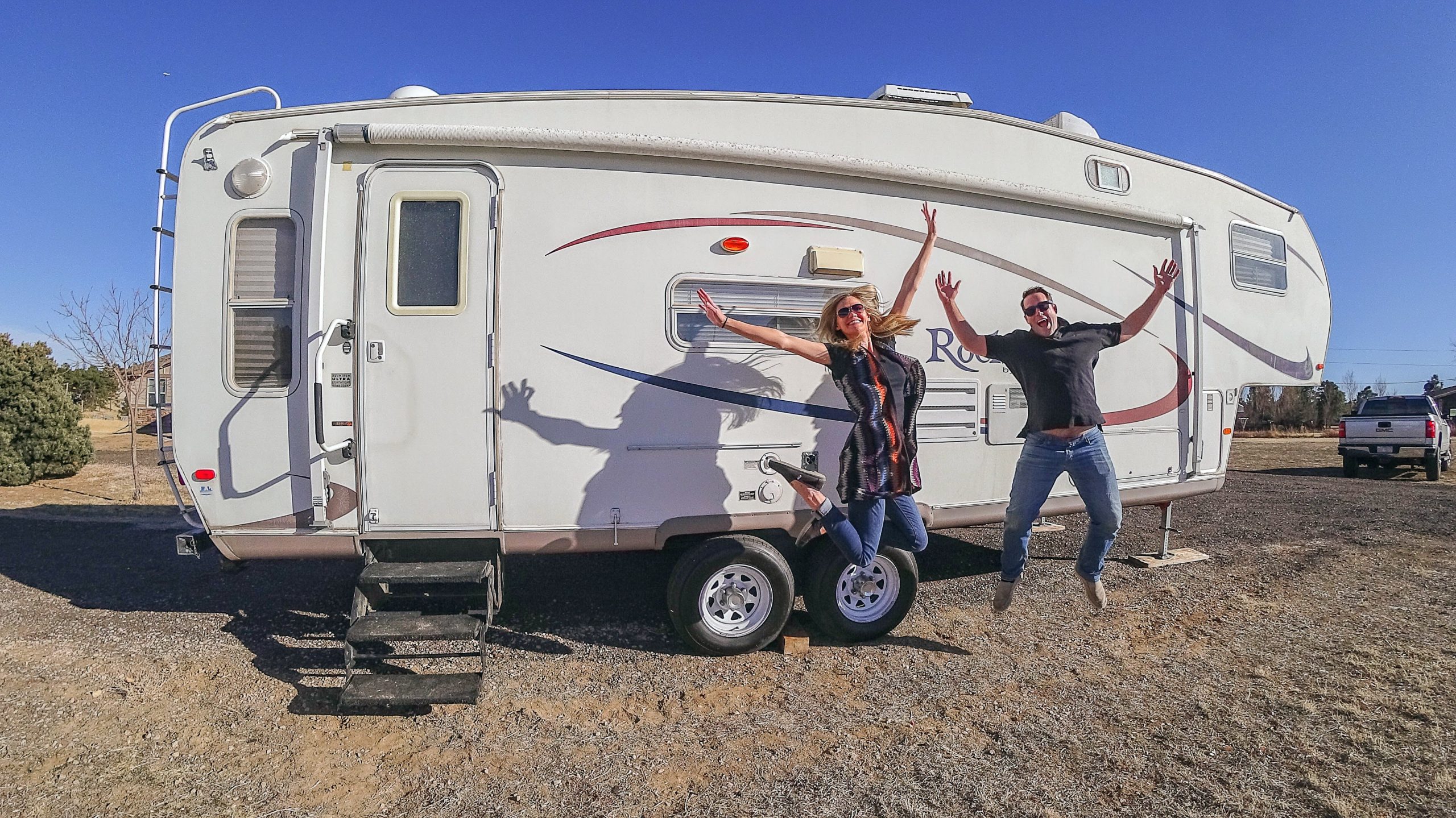 couple living in fifth wheel RV