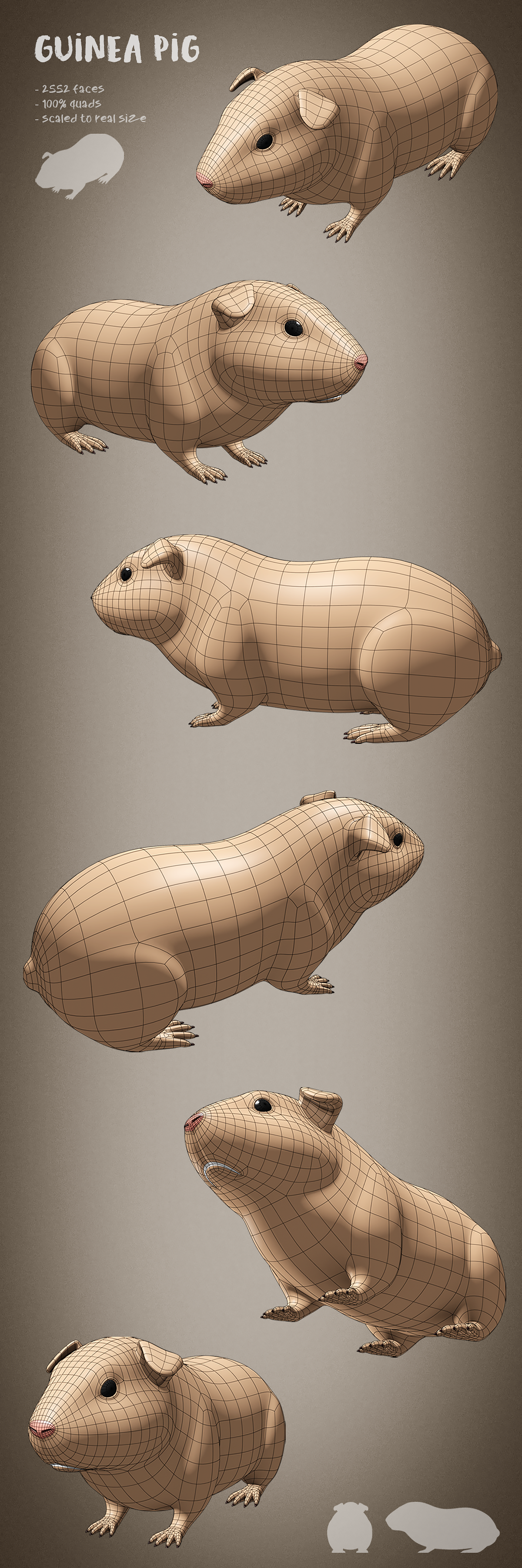 100 animals base meshes Blender Market