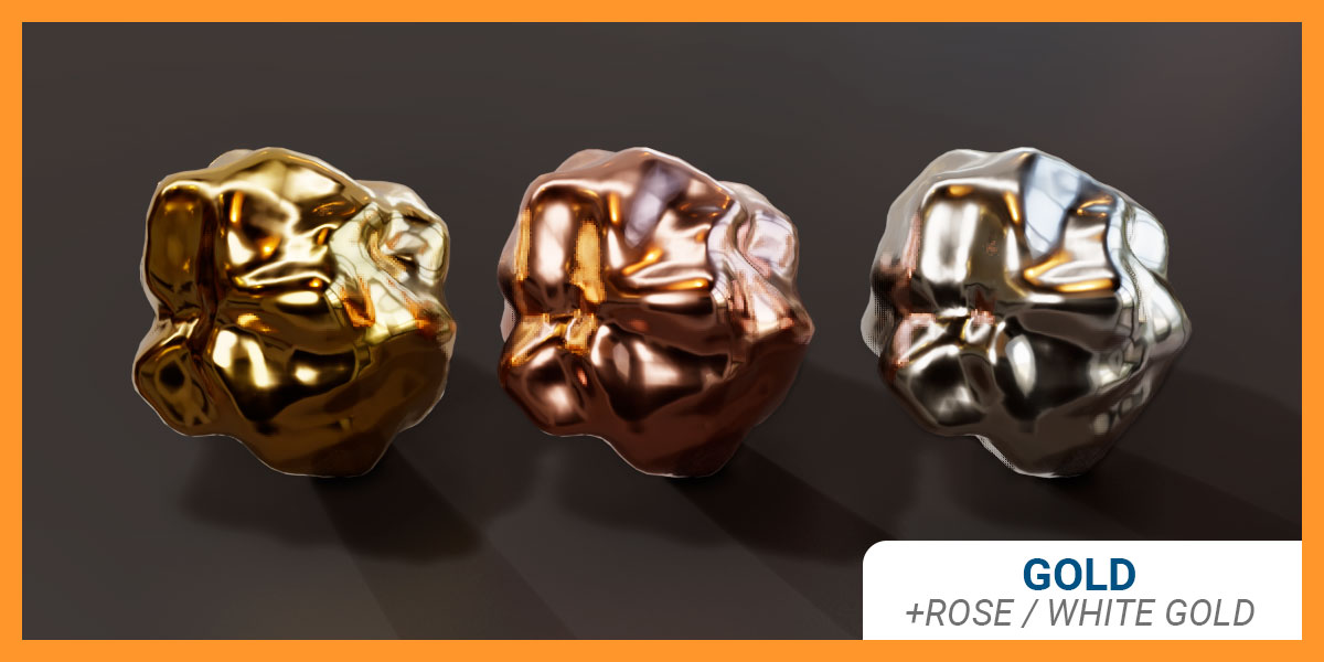 Silver Gold Platinum Pewter Material Pack (EEVEE+Cycles) Blender Market