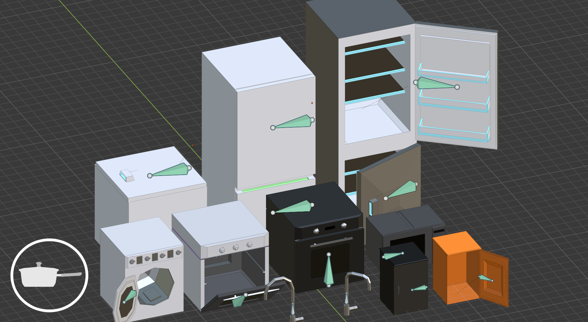 100 low poly kitchen assets Blender Market