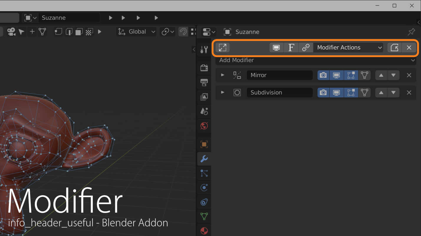Info Header Useful [Iconize Header] Blender Market