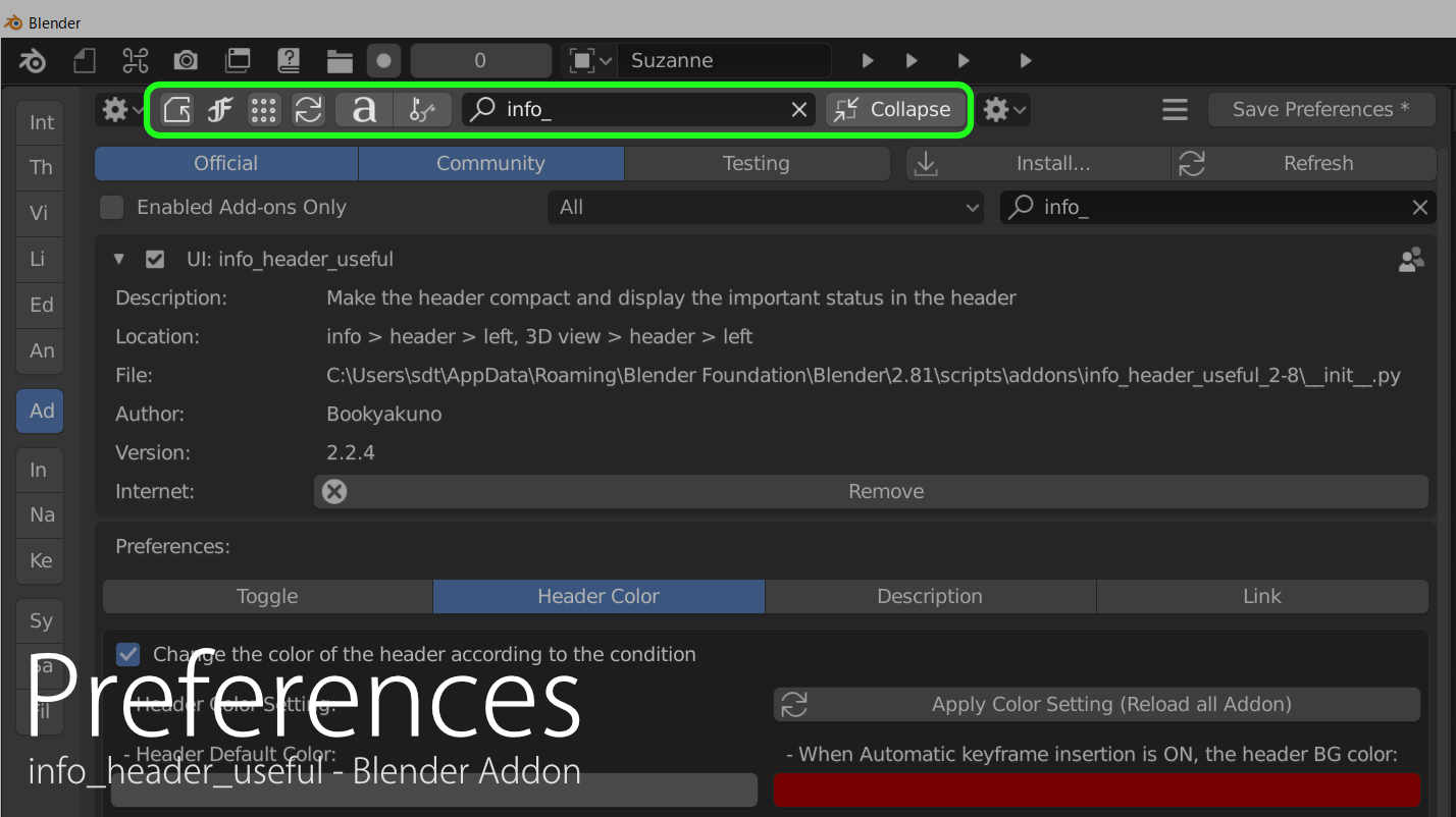 Info Header Useful [Iconize Header] Blender Market