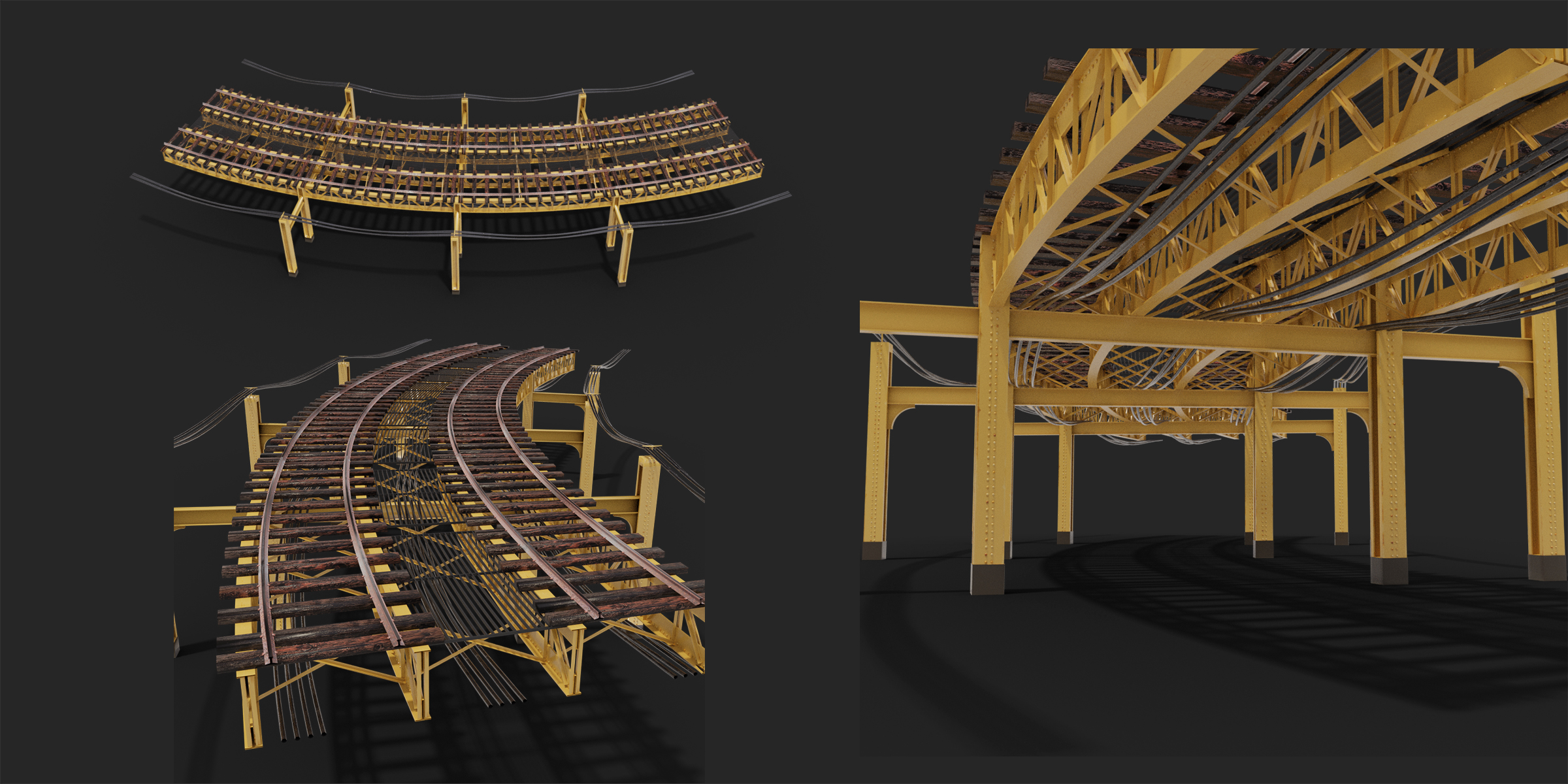 Kitbash Elevated railroad train track Chicago (ON SALE) metro 3D model