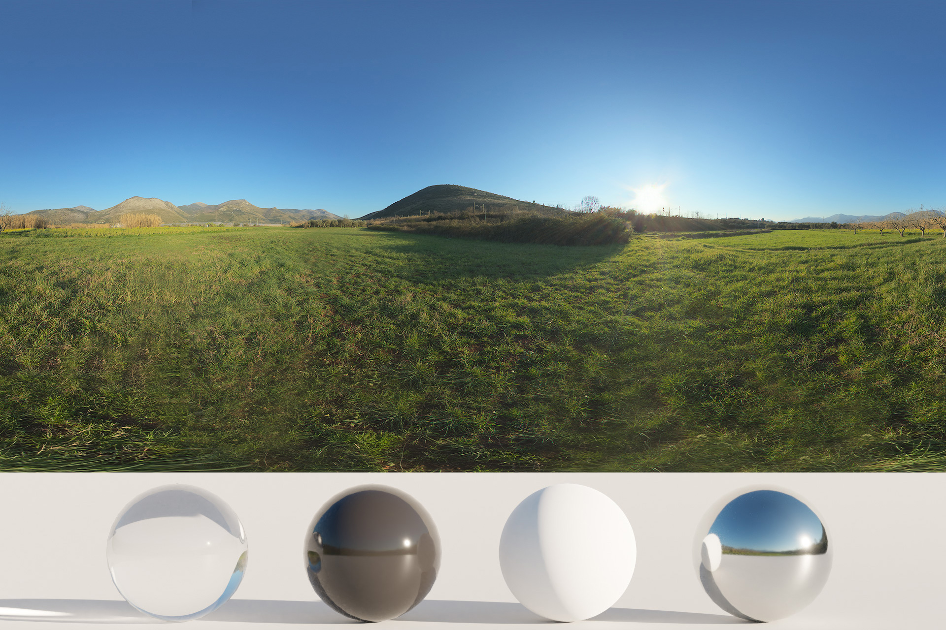 HDRi Landscape, Mountains and Grass Blender Market
