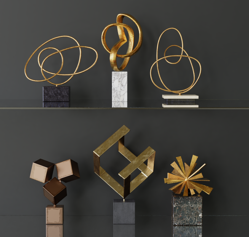 Decoration Set 73 Abstract Metal Luxury Decorative Objects And