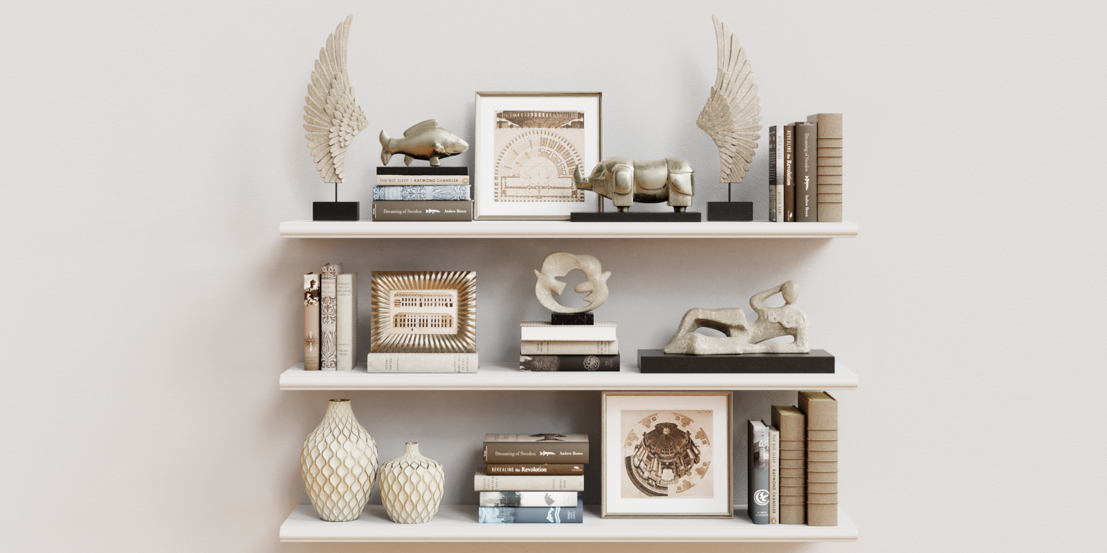 Decoration Set 66 Luxury white Decorative Objects And Sculptures + 20