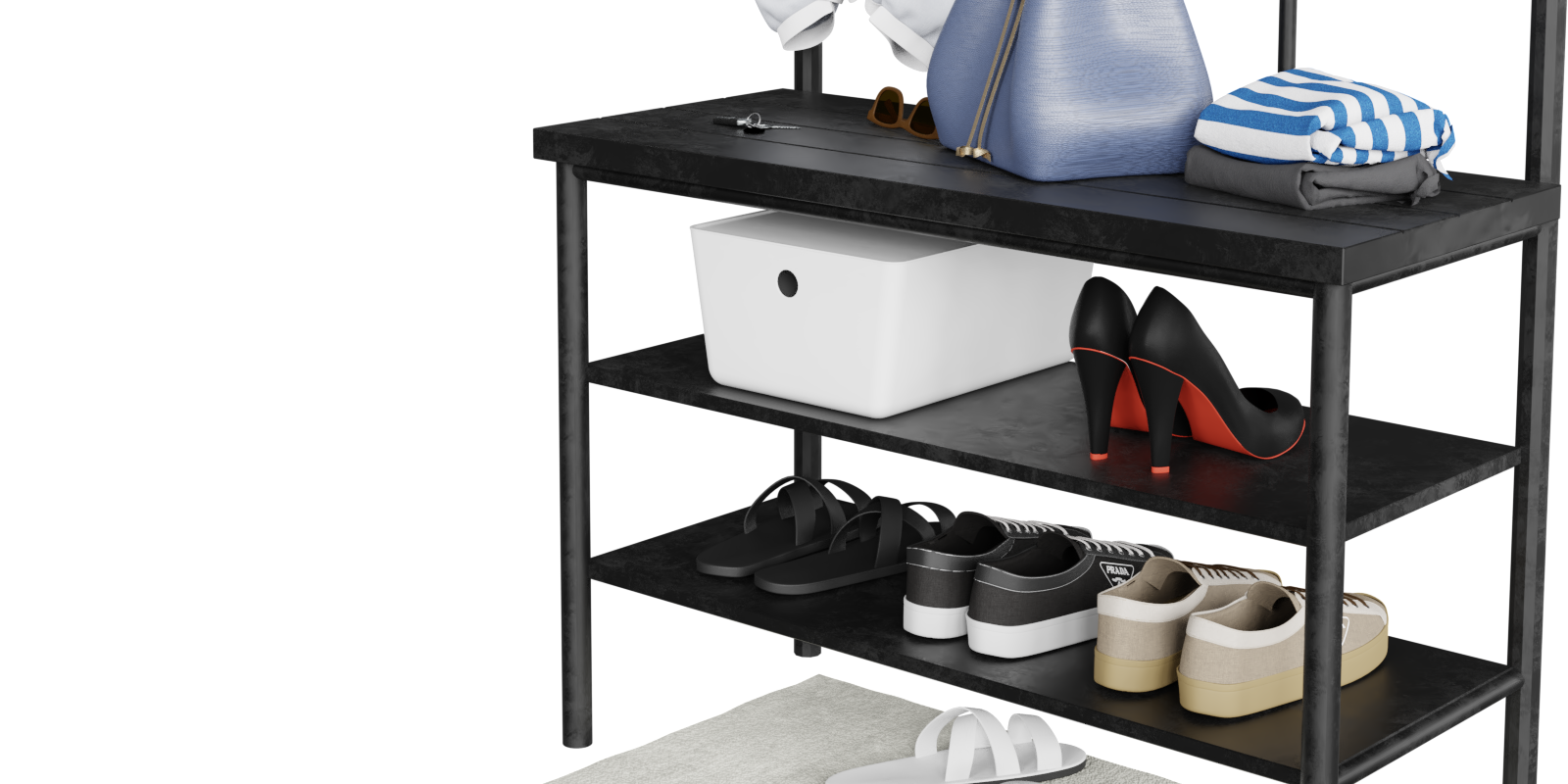 Hallway hanger + Shoe Rack With Bench (Jackets, Bag, Hat, Shoes, Keys