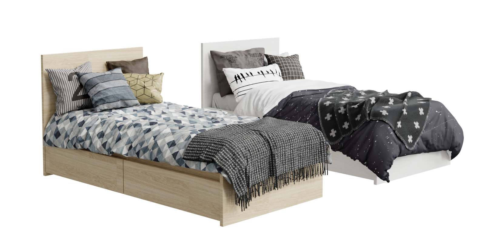 Bed Single bed Ikea MALM 2 Beds With Pillows And Sheets Blender