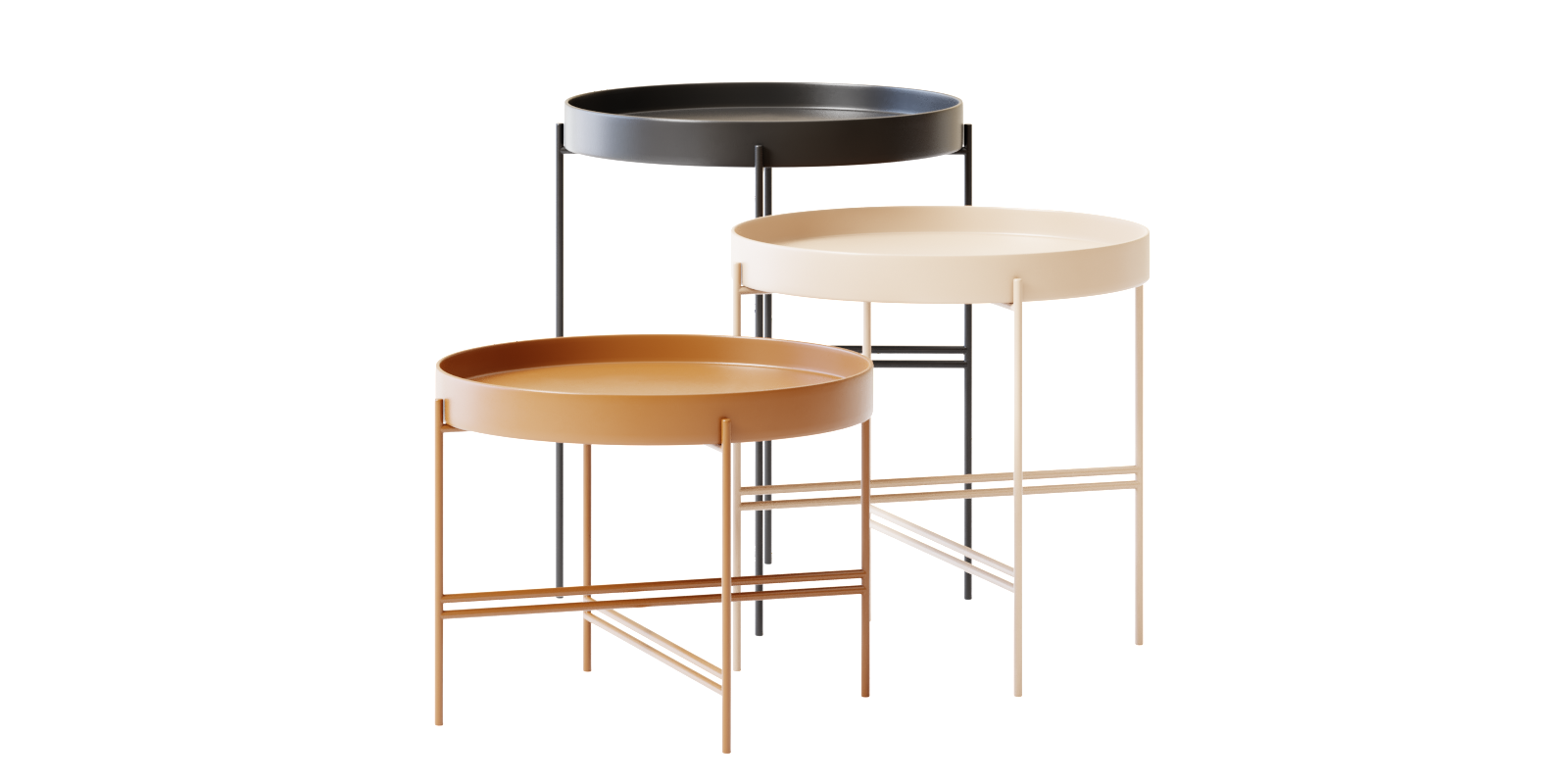 table Metal Round Coffee Tables Tray by Potocco in 3 variations