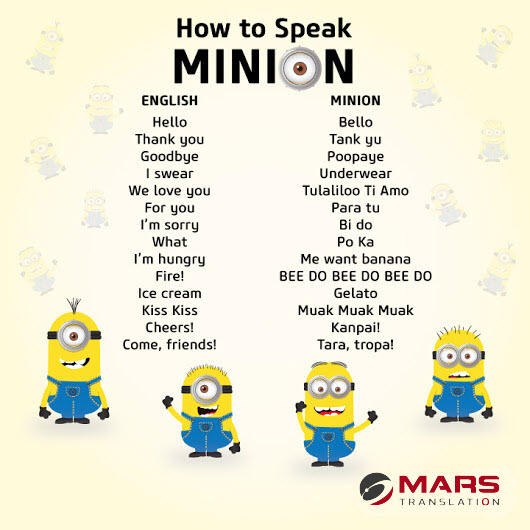 minions languages english