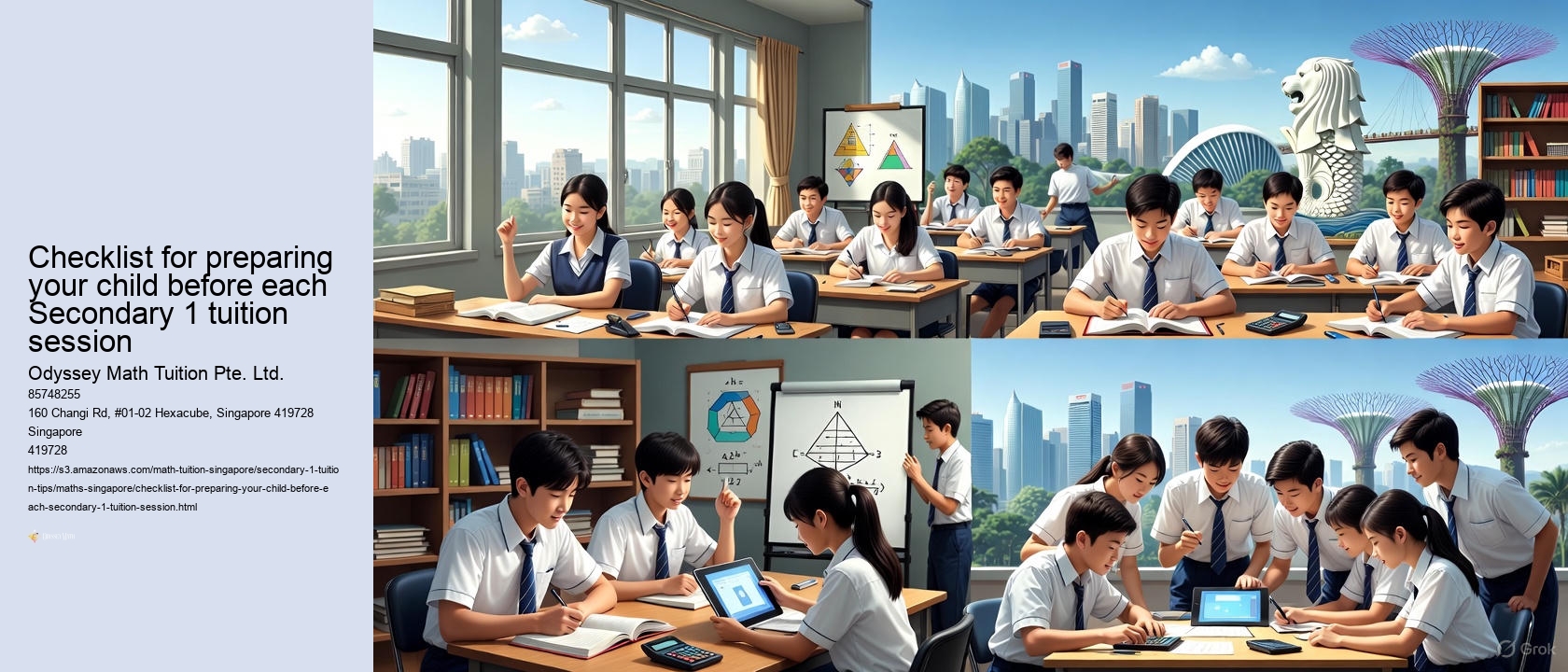 Checklist for preparing your child before each Secondary 1 tuition session