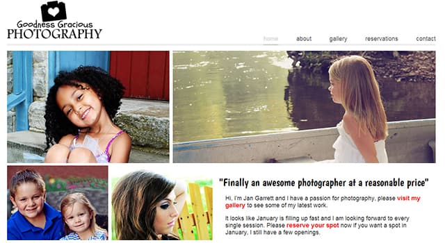 photography studio web design