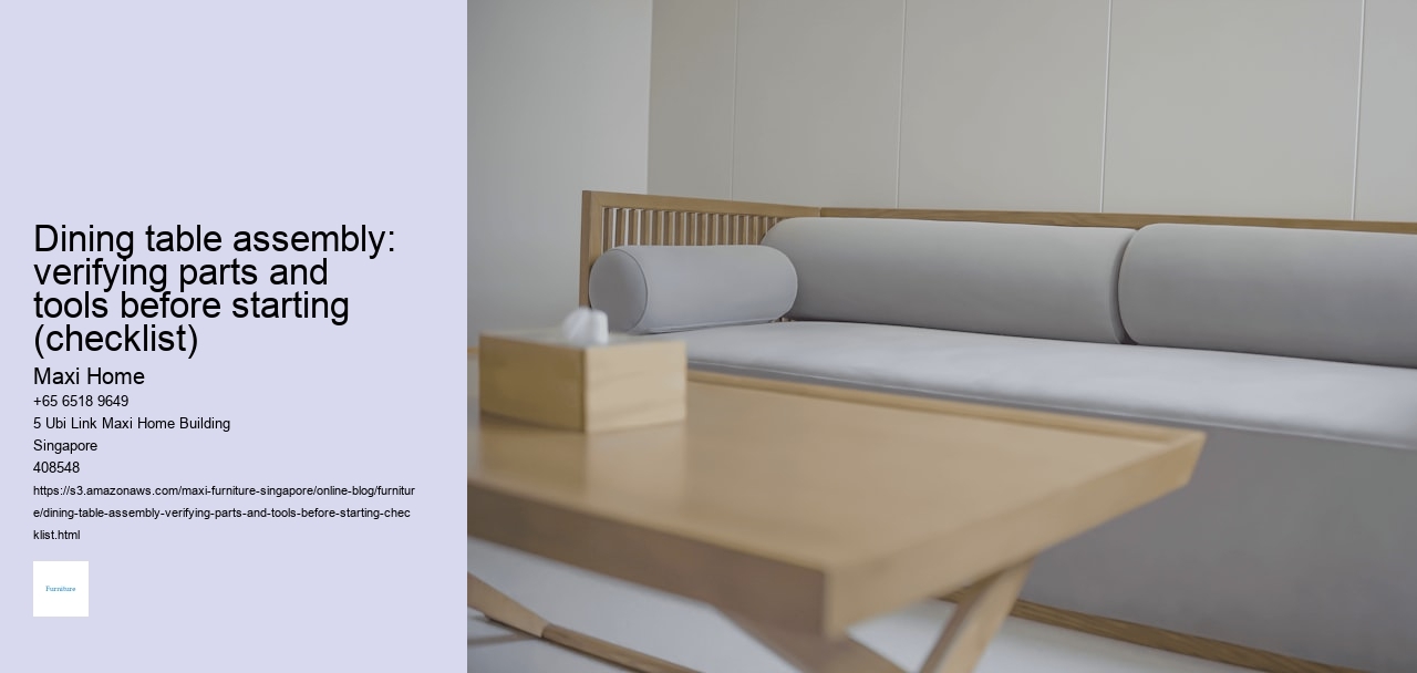 Dining table assembly: verifying parts and tools before starting (checklist)