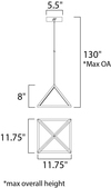 ET2 Pyramid Single Pendant Model: E20815-PC Line Drawing