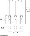 ET2 Solitaire Multi Light Pendant Model: E21113-18PC Line Drawing