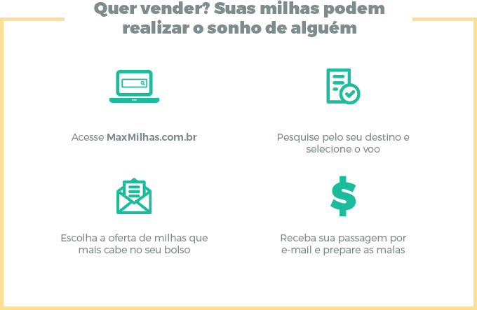 Quer vender? Suas milhas podem realizar o sonho de alguém.