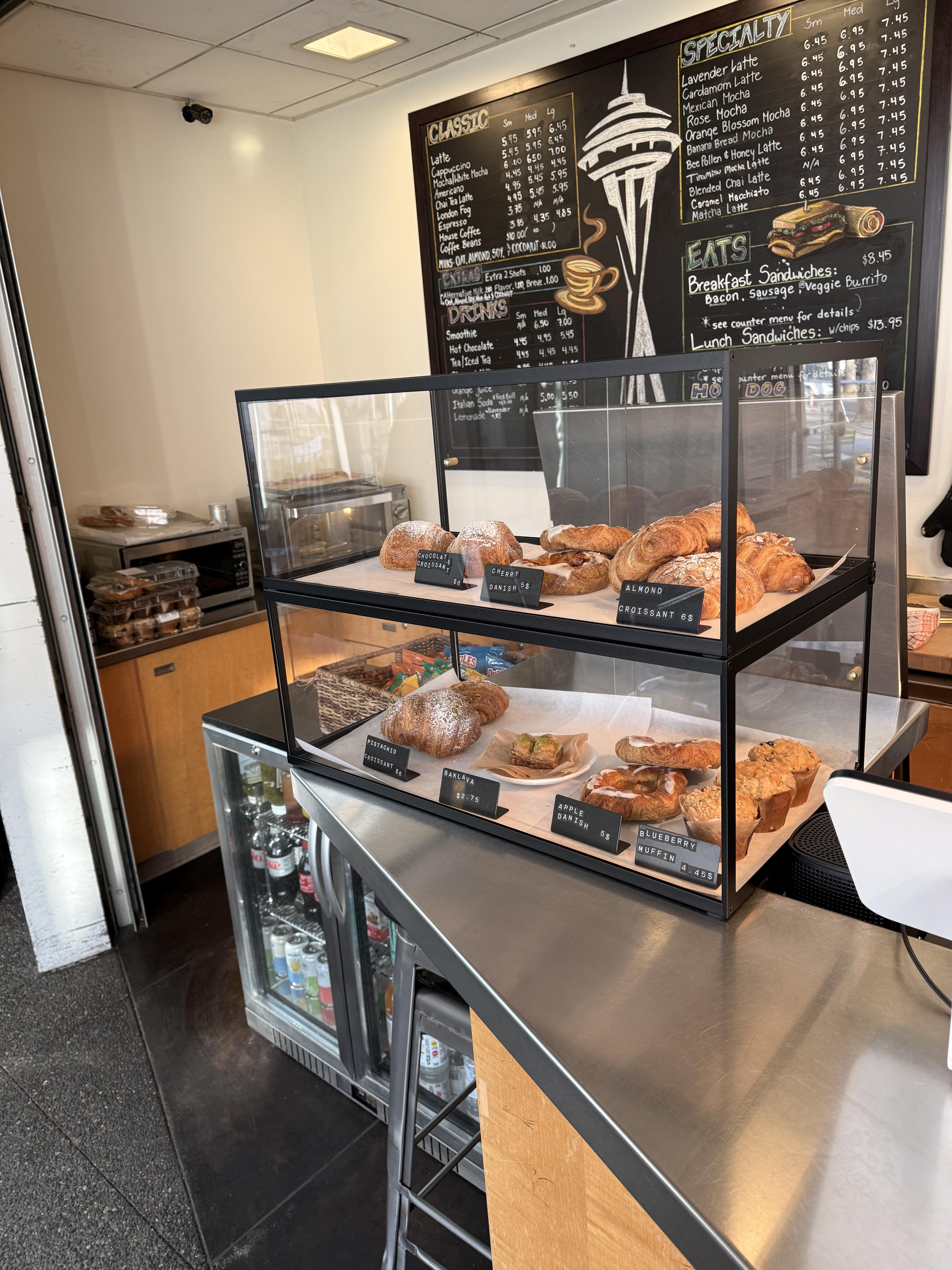 Bakery display case in use