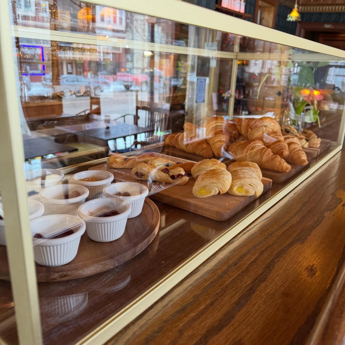 Bakery display case on a café counter