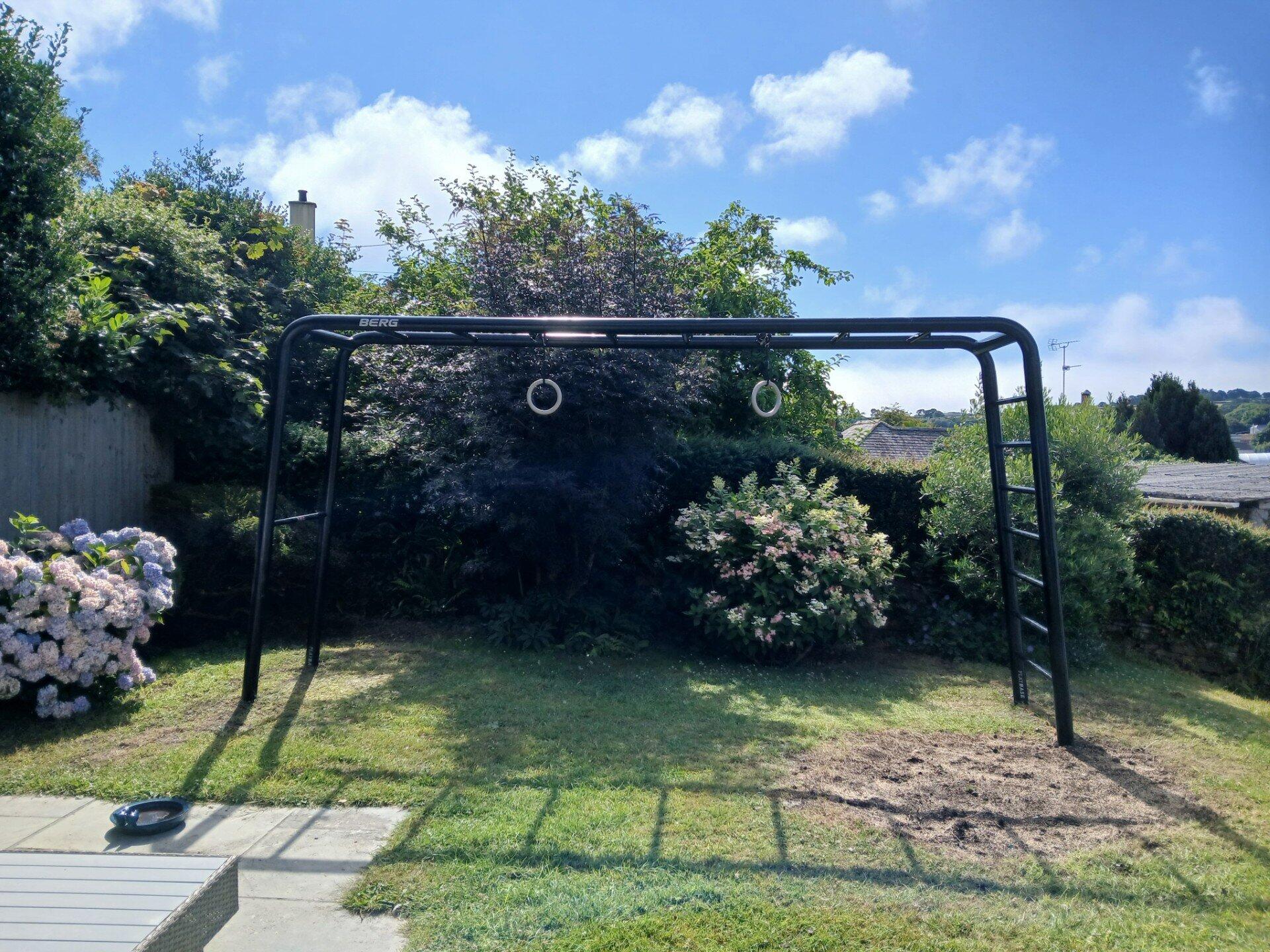 Customer photo of BERG PlayBase monkey bars being used for training