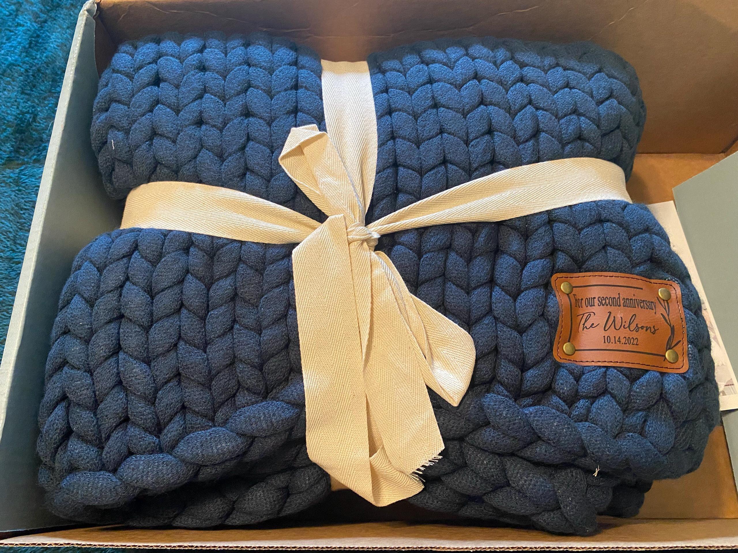 Customer photo of their chunky knit blanket