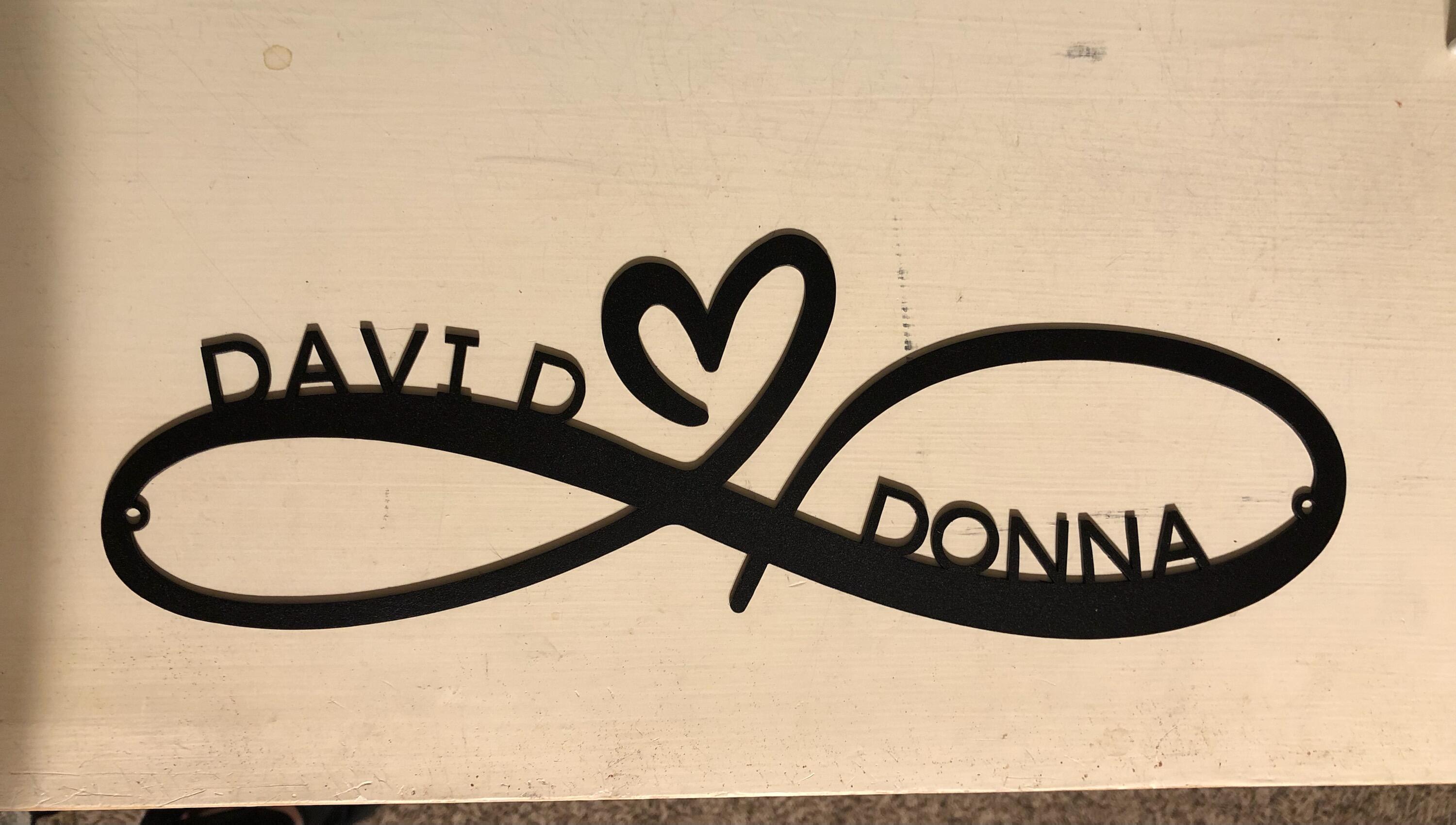 infinity couples monogram steel sign