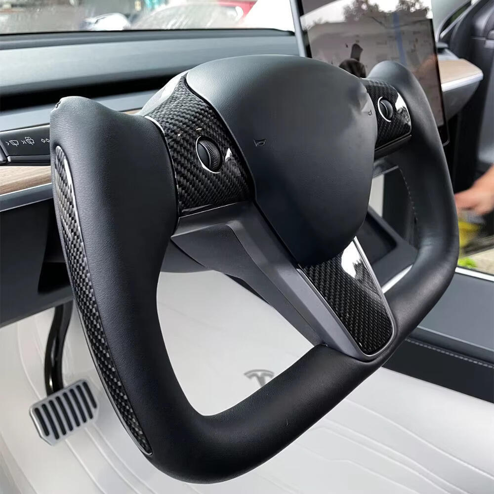 Coprivolante In Fibra Di Carbonio Per Tesla Model 3/Y: Accessorio Stile, Antiusura, Facile Installazione, Finitura Opaca