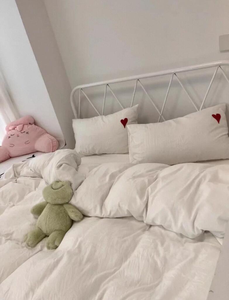 Blue Embroidered Heart Bedding Set, customer photo