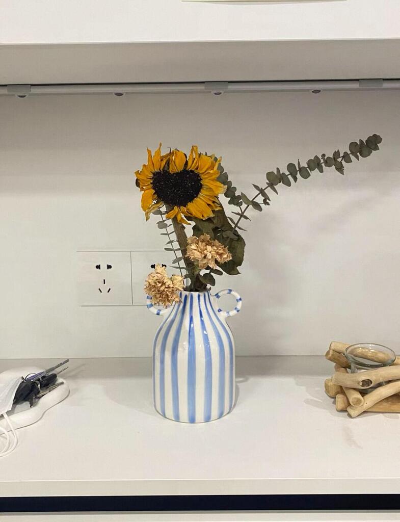 Pastel Striped Ceramic Vase, customer photo