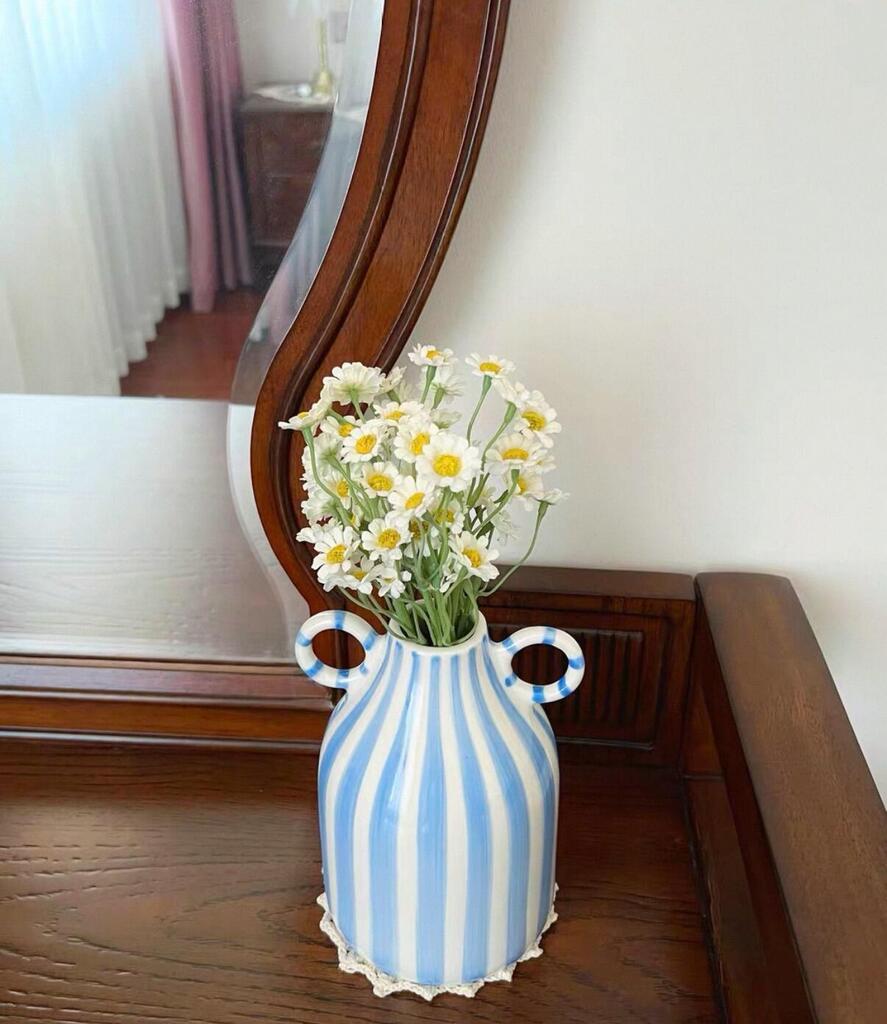 Pastel Striped Ceramic Vase, customer photo