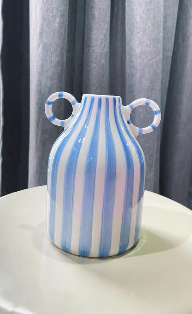 Pastel Striped Ceramic Vase, customer photo