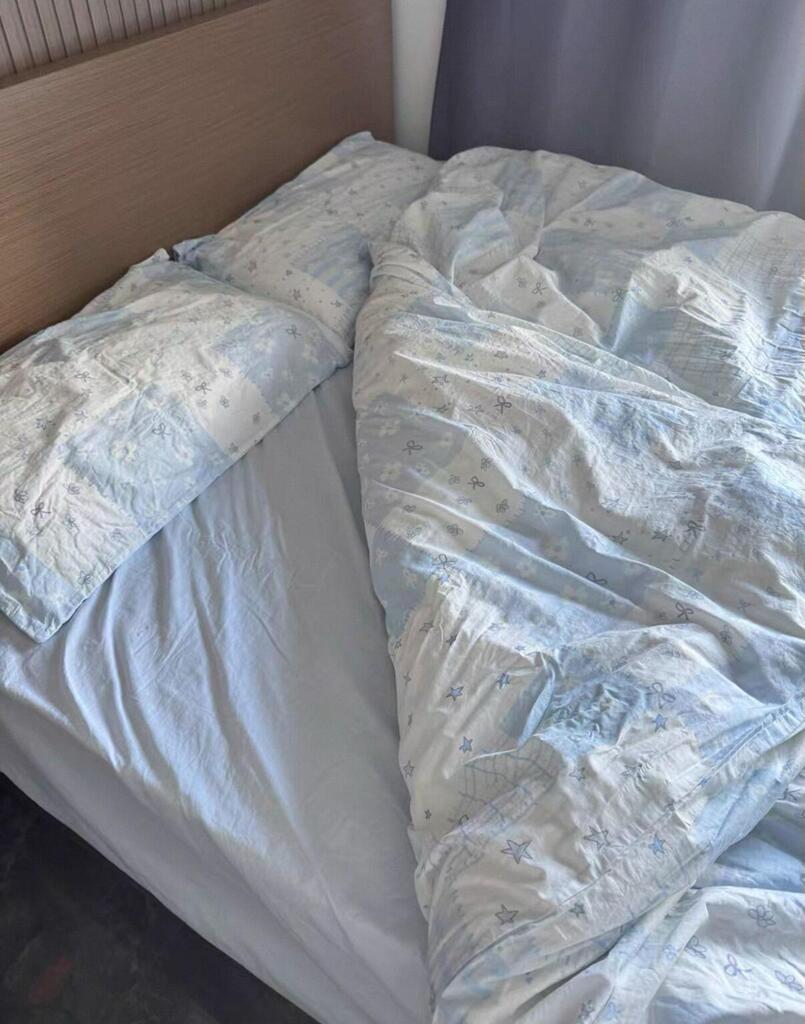 Blue Patchwork Cotton Duvet Cover Set, customer photo