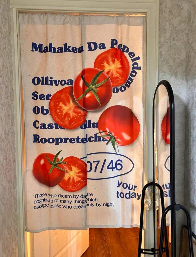 Retro Food Print Door Curtain, customer photo