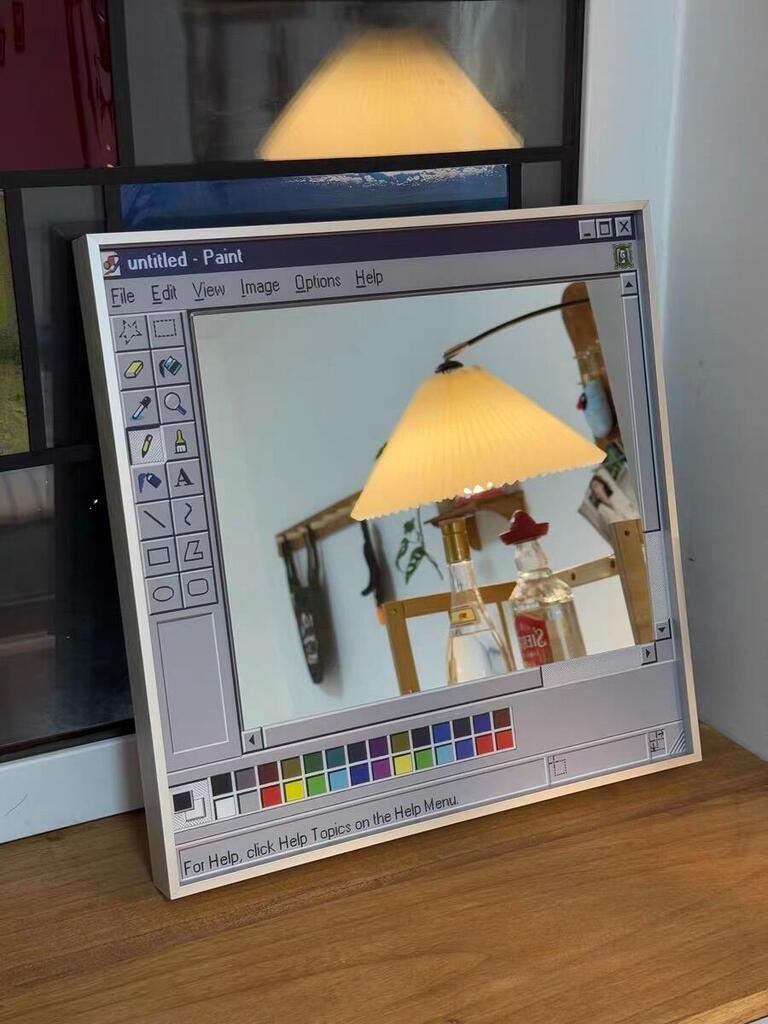 Gray Retro Nostalgia Wall Mirror, customer photo
