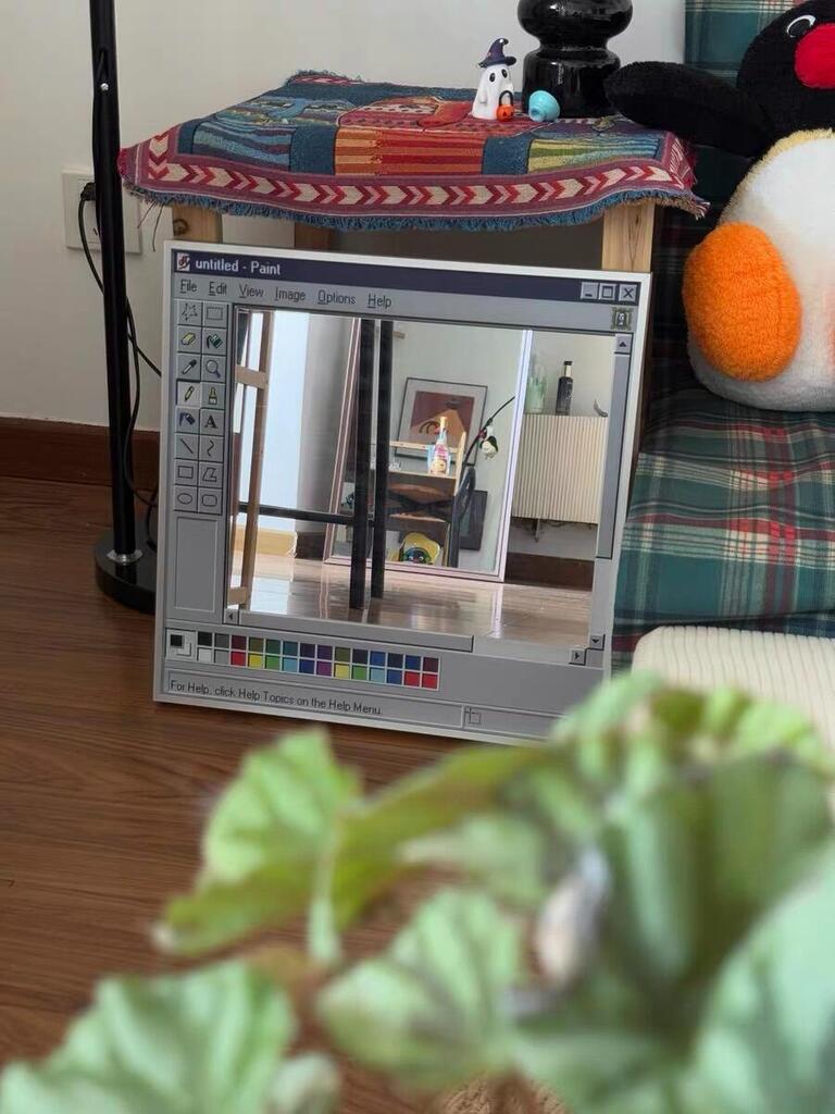 Gray Retro Nostalgia Wall Mirror, customer photo