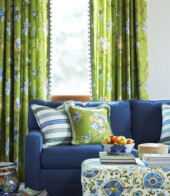 ผ้าม่านสีเขียว สบายตา